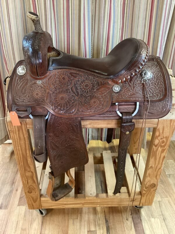 15.5" Brad McClellan AA Saddle with Nettles Stirrups - Med Tree