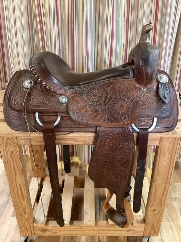 15.5" Brad McClellan AA Saddle with Nettles Stirrups - Med Tree - Image 3
