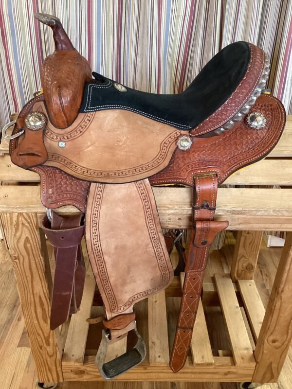 14" Cavalga Barrel Saddle w Fl Cinch - Med/ QHB/6.75"