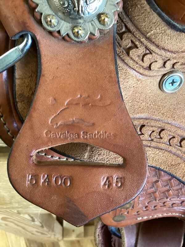 14" Cavalga Barrel Saddle w Fl Cinch - Med/ QHB/6.75" - Image 2