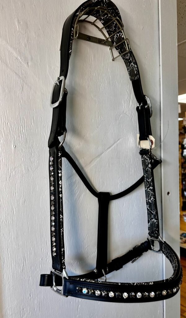 Leather Warmblood Halter with Crystals - Image 4