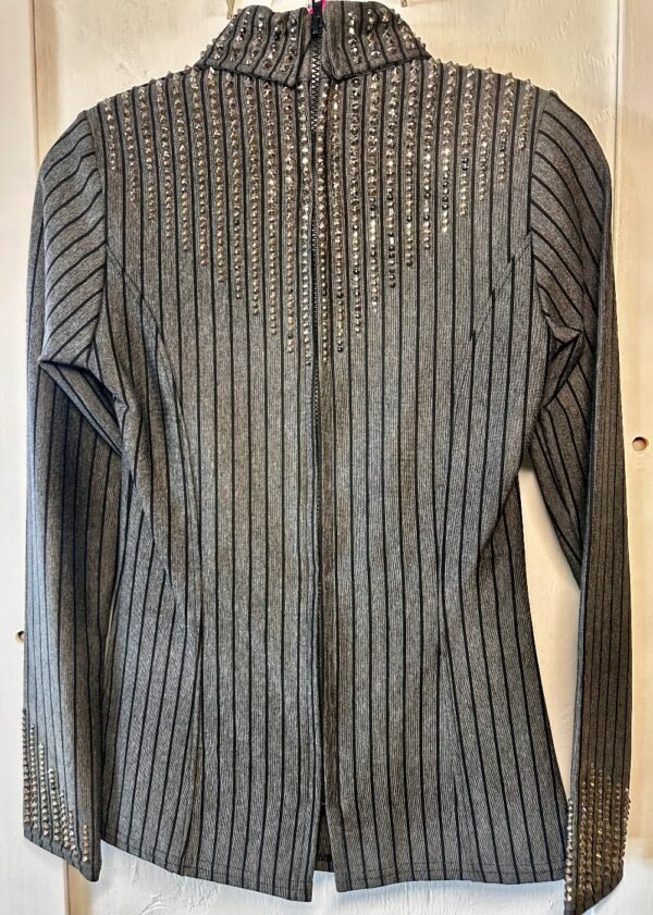 Gray and Black Striped Horsemanship Shirt Sz S? - Image 4
